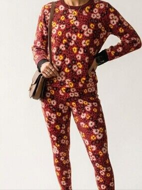 The Kooples Floral Knit Leggings Pants and Sweater Set.